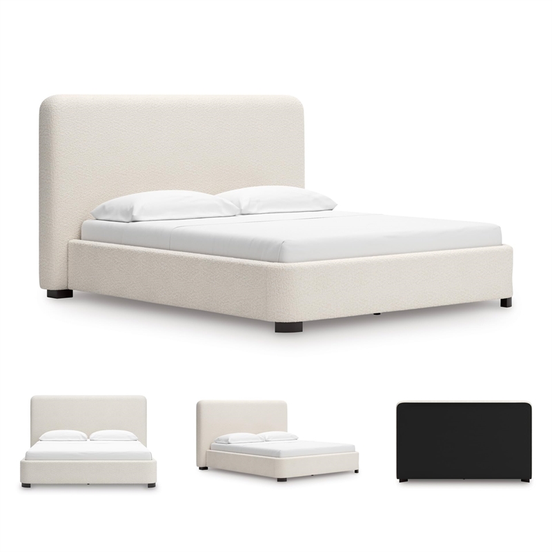 Bowery Hill Engineered Wood Beige Upholstered California King Bed Durable 91.25