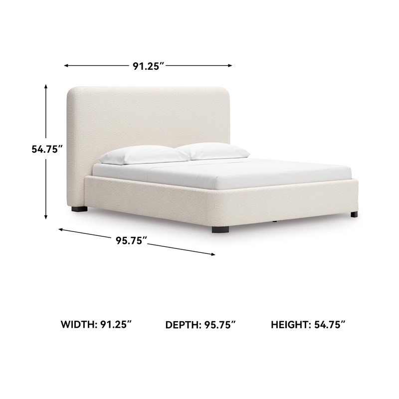 Bowery Hill Engineered Wood Beige Upholstered California King Bed Durable 91.25