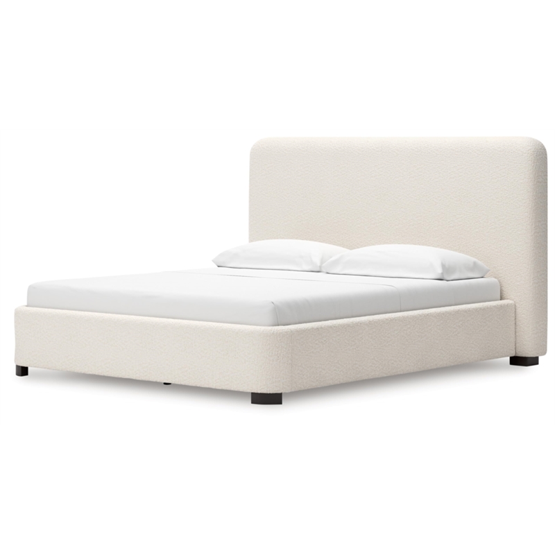 Bowery Hill Engineered Wood Beige Upholstered California King Bed Durable 91.25