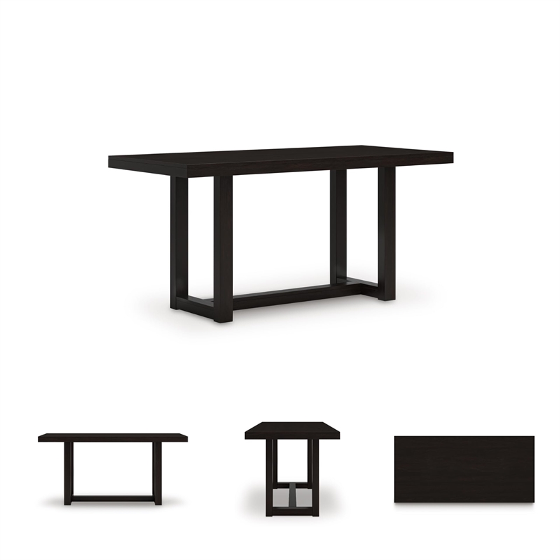 Bowery Hill Contemporary Wood Dark Gray Counter Height Dining Table