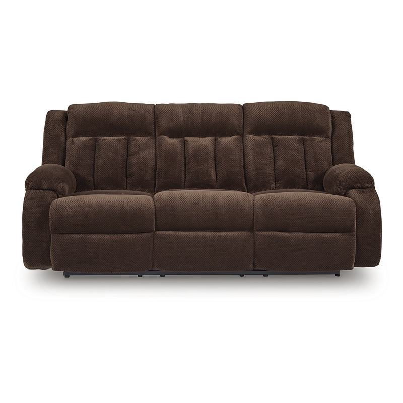 Bowery Hill Polyester Brown Sofa Rectangular Reclining 85