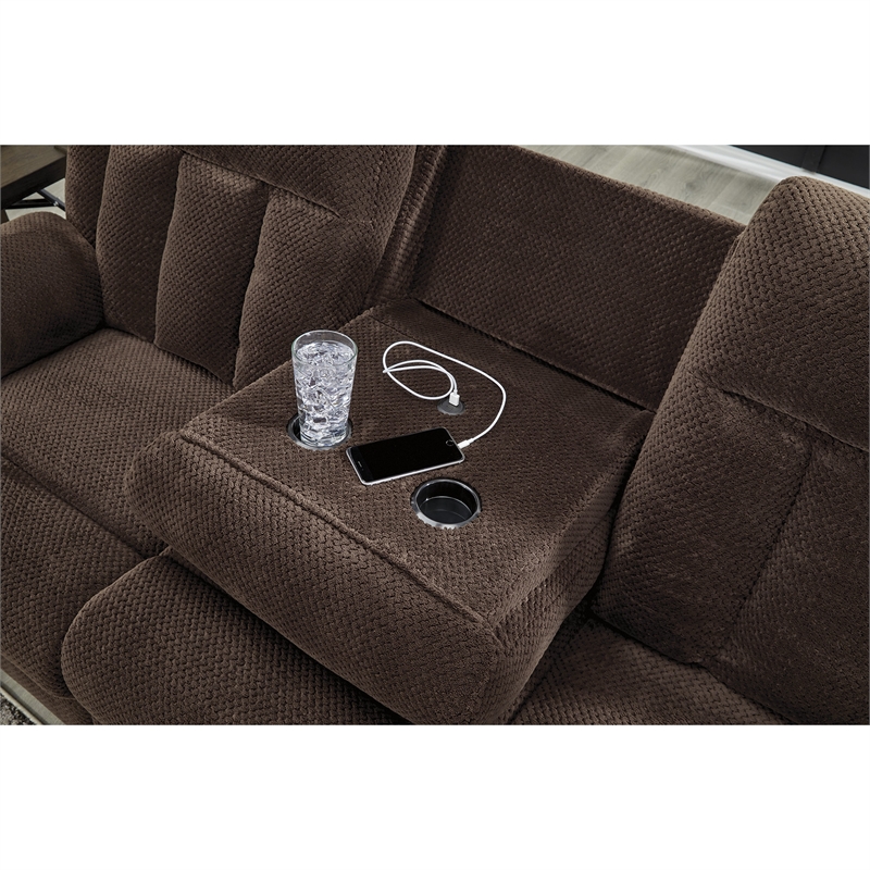 Bowery Hill Polyester Brown Sofa Rectangular Reclining 85