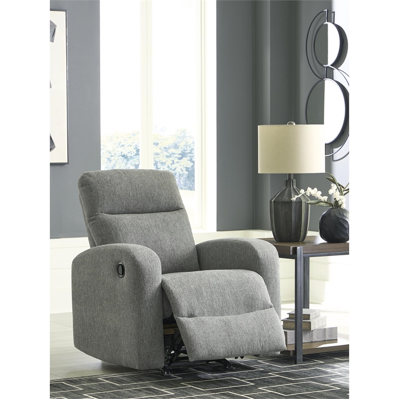 Bowery Hill Modern / Contemporary Polyester Gray Finish Recliner
