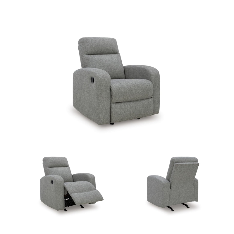 Bowery Hill Modern / Contemporary Polyester Gray Finish Recliner