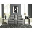 Bowery Hill Contemporary Polyester Gray Reclining Loveseat with Console