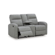 Bowery Hill Contemporary Polyester Gray Reclining Loveseat with Console
