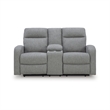 Bowery Hill Contemporary Polyester Gray Reclining Loveseat with Console