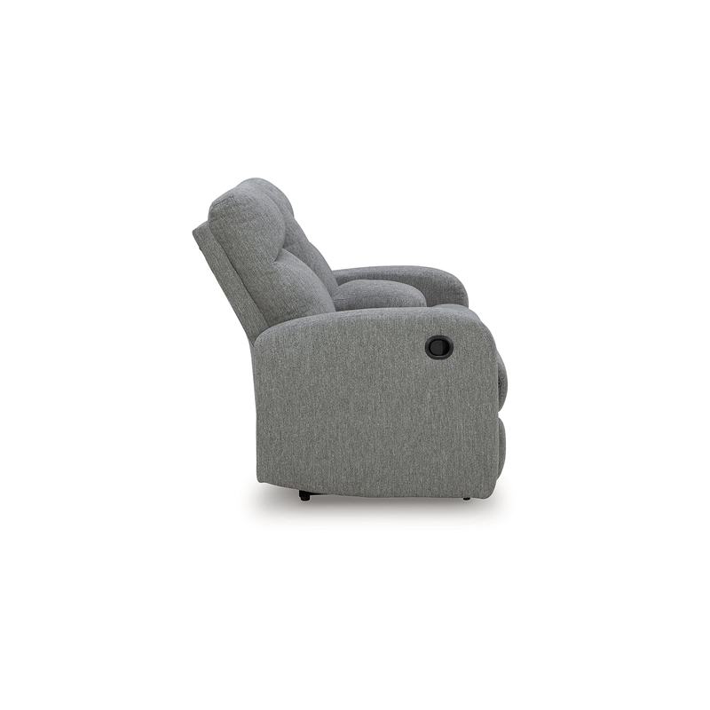 Bowery Hill Contemporary Polyester Gray Reclining Loveseat with Console