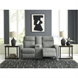 Bowery Hill Contemporary Polyester Gray Reclining Loveseat with Console