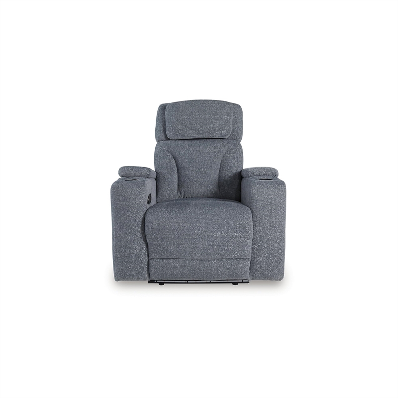 Bowery Hill Contemporary Polyester Gray Finish Power Recliner