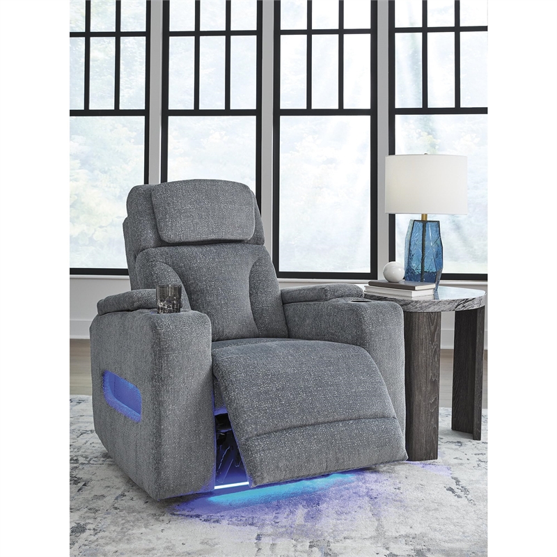 Bowery Hill Contemporary Polyester Gray Finish Power Recliner