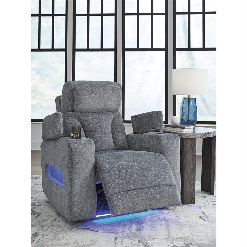 Bowery Hill Contemporary Polyester Gray Finish Power Recliner