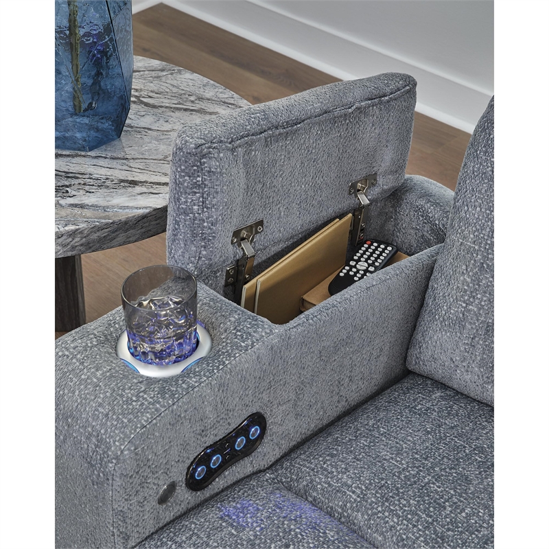 Bowery Hill Contemporary Polyester Gray Finish Power Recliner