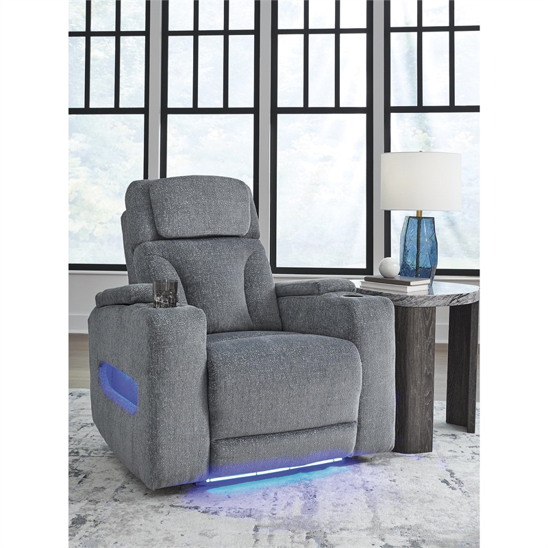 Bowery Hill Contemporary Polyester Gray Finish Power Recliner