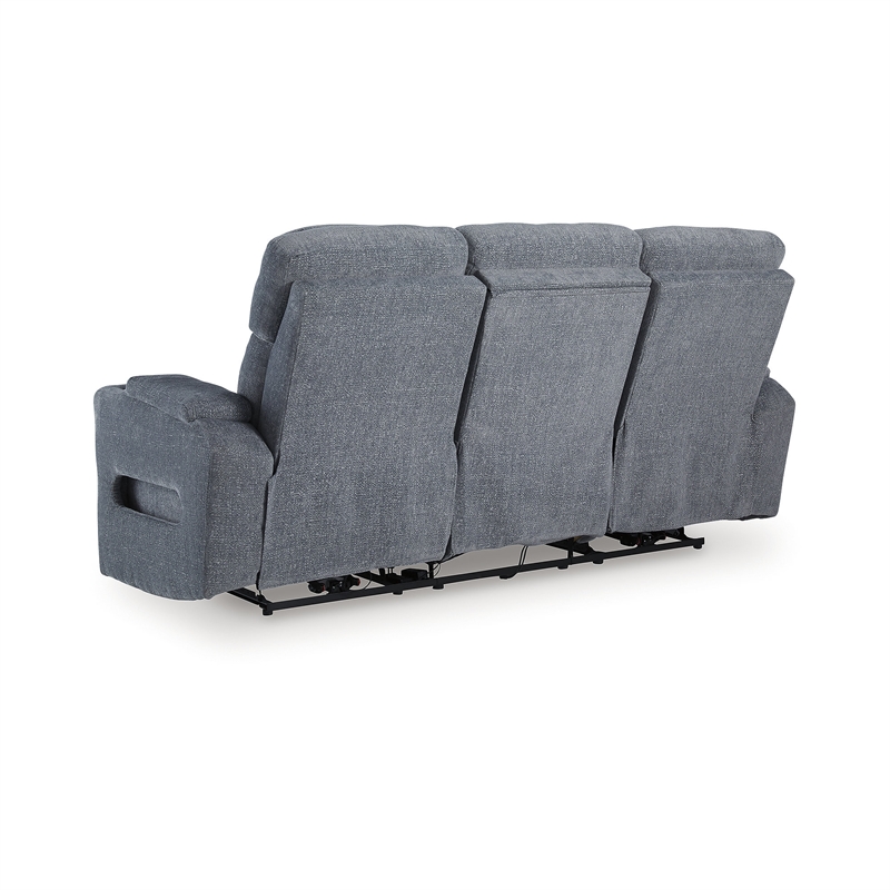 Bowery Hill Contemporary Polyester Gray Finish Power Reclining Sofa