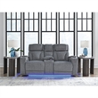 Bowery Hill Contemporary Polyester Gray Power Reclining Loveseat with Console