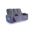 Bowery Hill Contemporary Polyester Gray Power Reclining Loveseat with Console