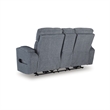 Bowery Hill Contemporary Polyester Gray Power Reclining Loveseat with Console