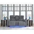 Bowery Hill Contemporary Polyester Gray Power Reclining Loveseat with Console