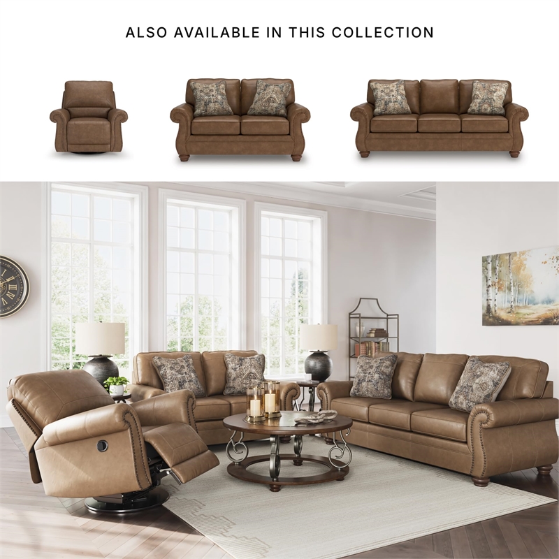 Bowery Hill Modern / Contemporary Faux Leather Brown Finish Sofa