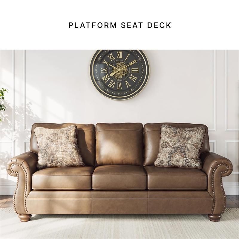 Bowery Hill Modern / Contemporary Faux Leather Brown Finish Sofa