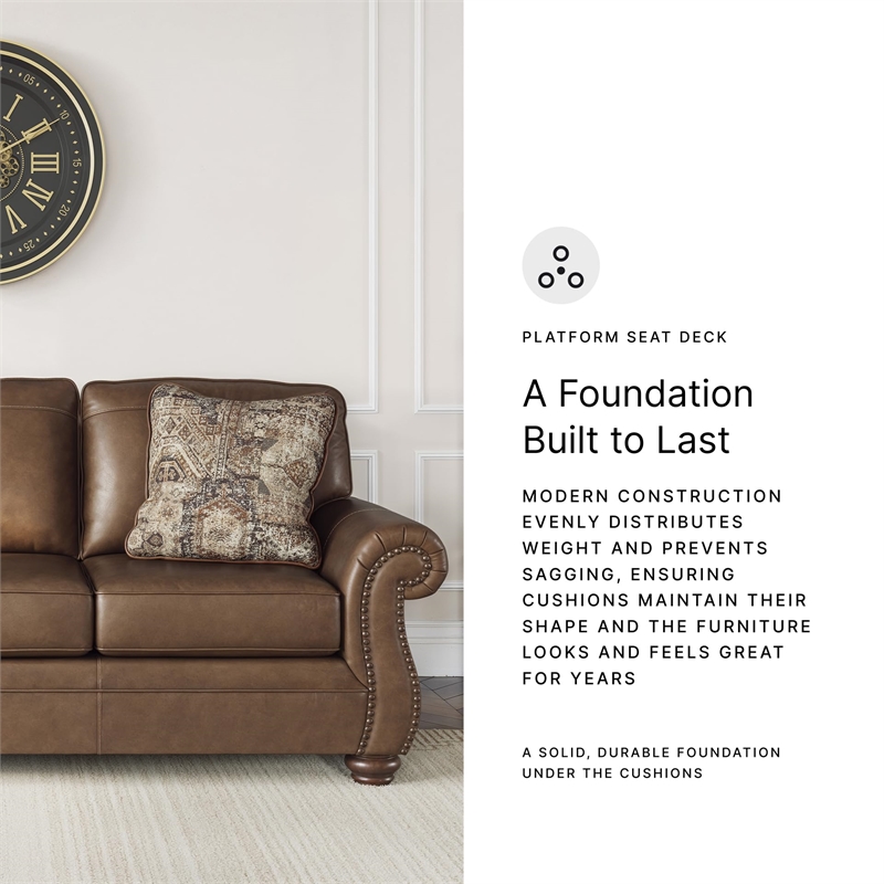Bowery Hill Modern / Contemporary Faux Leather Brown Finish Sofa