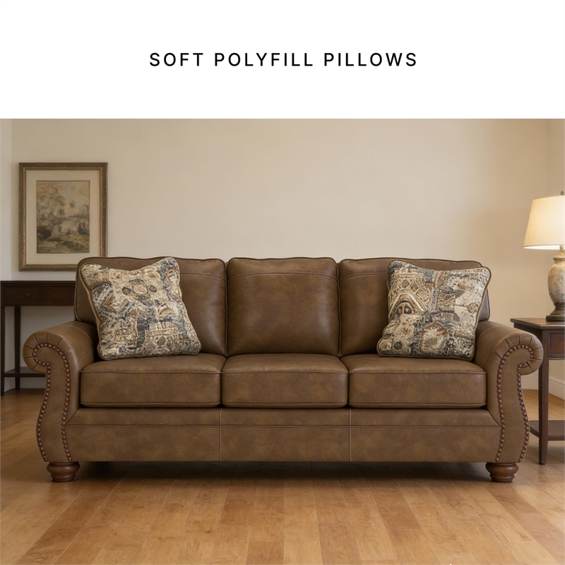 Bowery Hill Modern / Contemporary Faux Leather Brown Finish Sofa