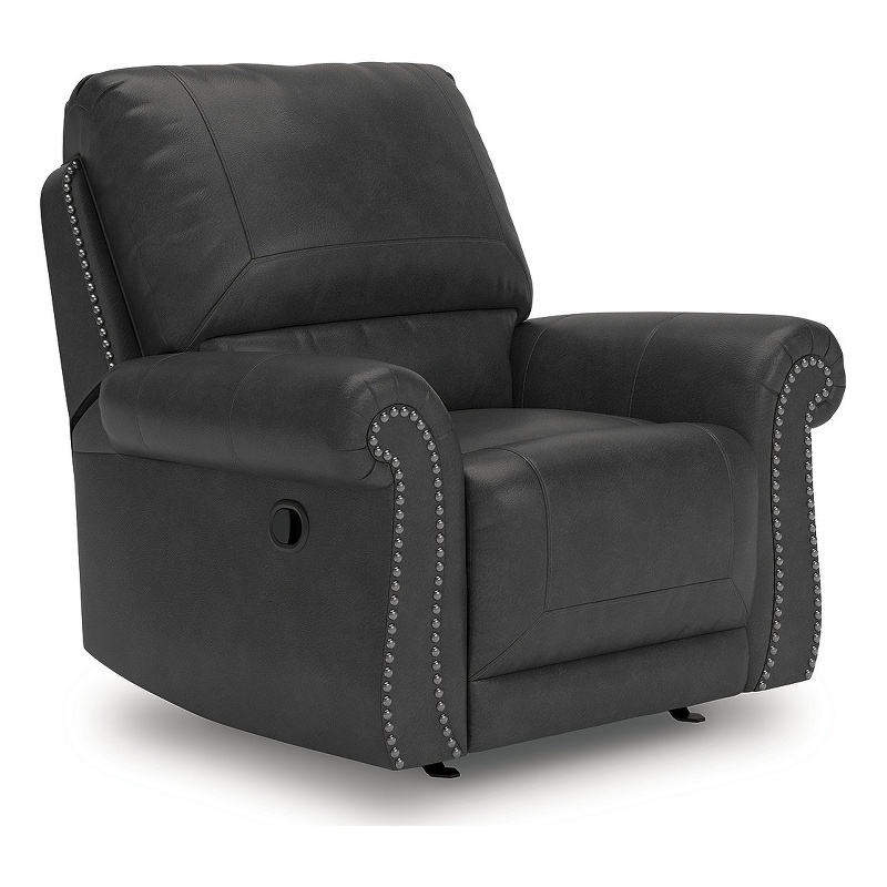 Bowery Hill Contemporary Faux Leather Black Swivel Glider Recliner