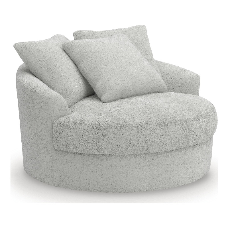 Bowery Hill Contemporary Polyester Gray Oversized Swivel Accent Chair
