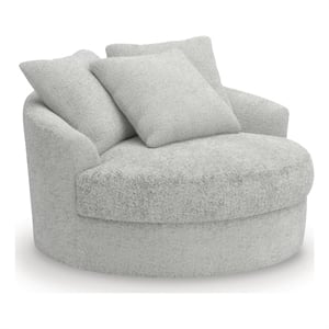 Bowery Hill Contemporary Polyester Gray Oversized Swivel Accent Chair