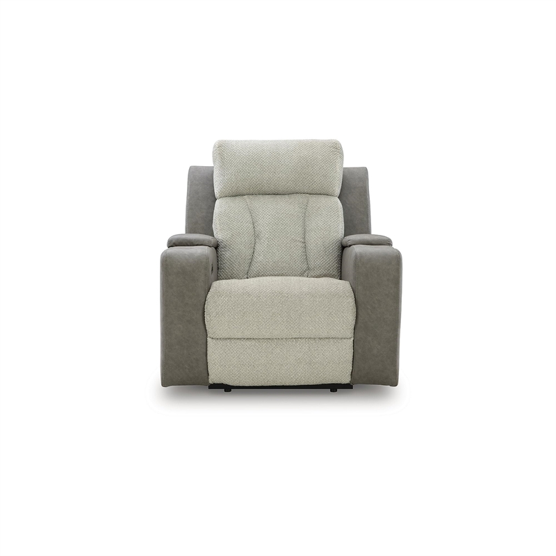 Bowery Hill Contemporary Faux Leather Gray Finish Power Recliner
