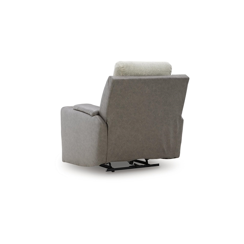 Bowery Hill Contemporary Faux Leather Gray Finish Power Recliner