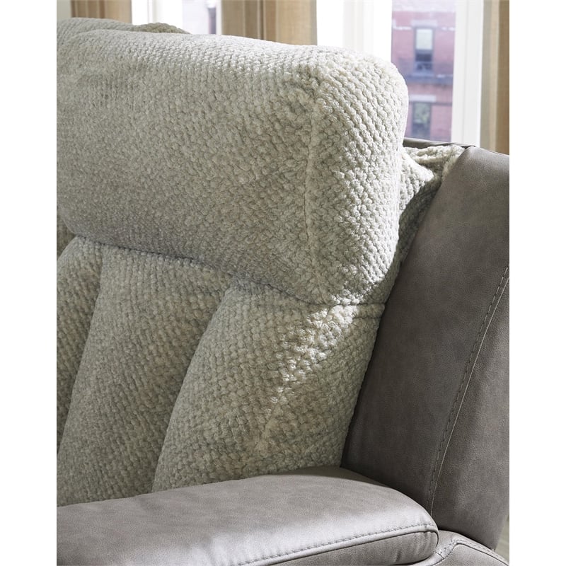 Bowery Hill Contemporary Faux Leather Gray Finish Power Recliner