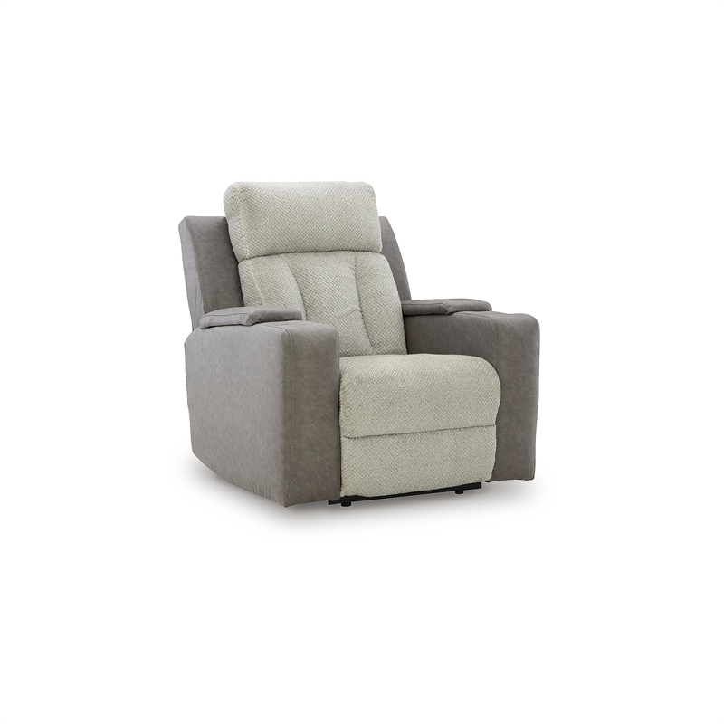 Bowery Hill Contemporary Faux Leather Gray Finish Power Recliner