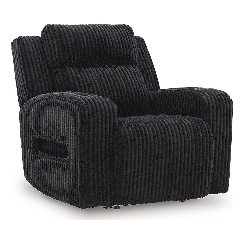 Bowery Hill Contemporary Polyester Black Finish Power Recliner