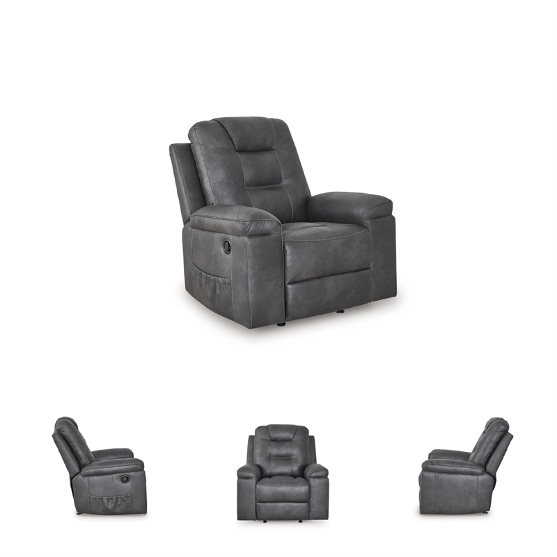 Bowery Hill Modern / Contemporary Faux Leather Gray Finish Recliner
