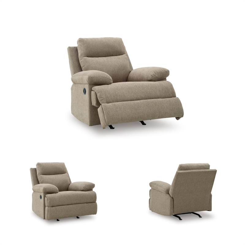 Bowery Hill Modern / Contemporary Polyester Beige Finish Recliner