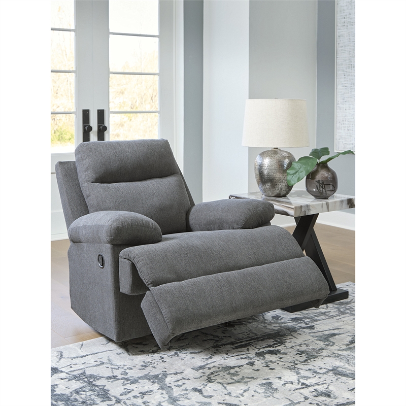 Bowery Hill Modern / Contemporary Polyester Gray Finish Recliner