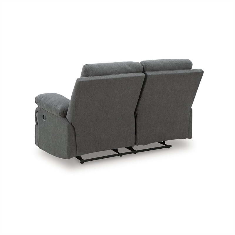 Bowery Hill Contemporary Polyester Gray Finish Reclining Loveseat