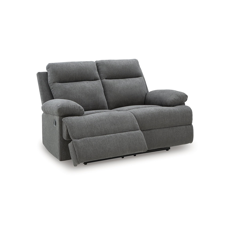 Bowery Hill Contemporary Polyester Gray Finish Reclining Loveseat