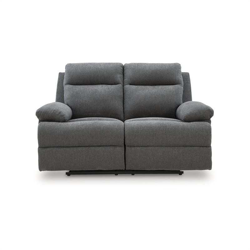 Bowery Hill Contemporary Polyester Gray Finish Reclining Loveseat