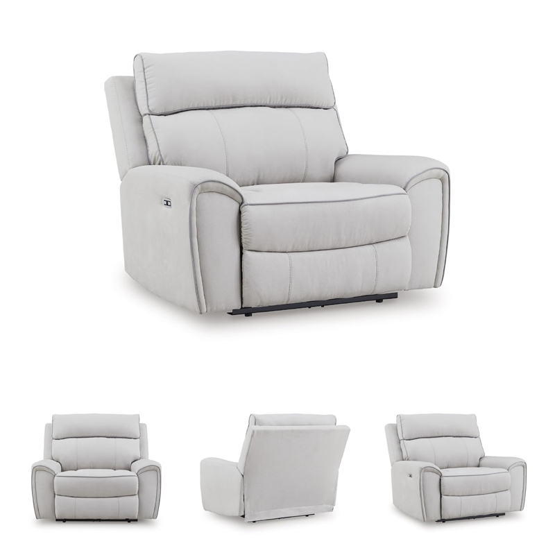 Bowery Hill Modern / Contemporary Polyester White Power Recliner