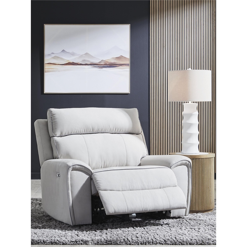 Bowery Hill Modern / Contemporary Polyester White Power Recliner