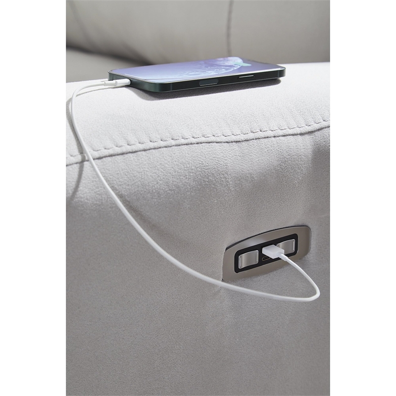 Bowery Hill Modern / Contemporary Polyester White Power Recliner