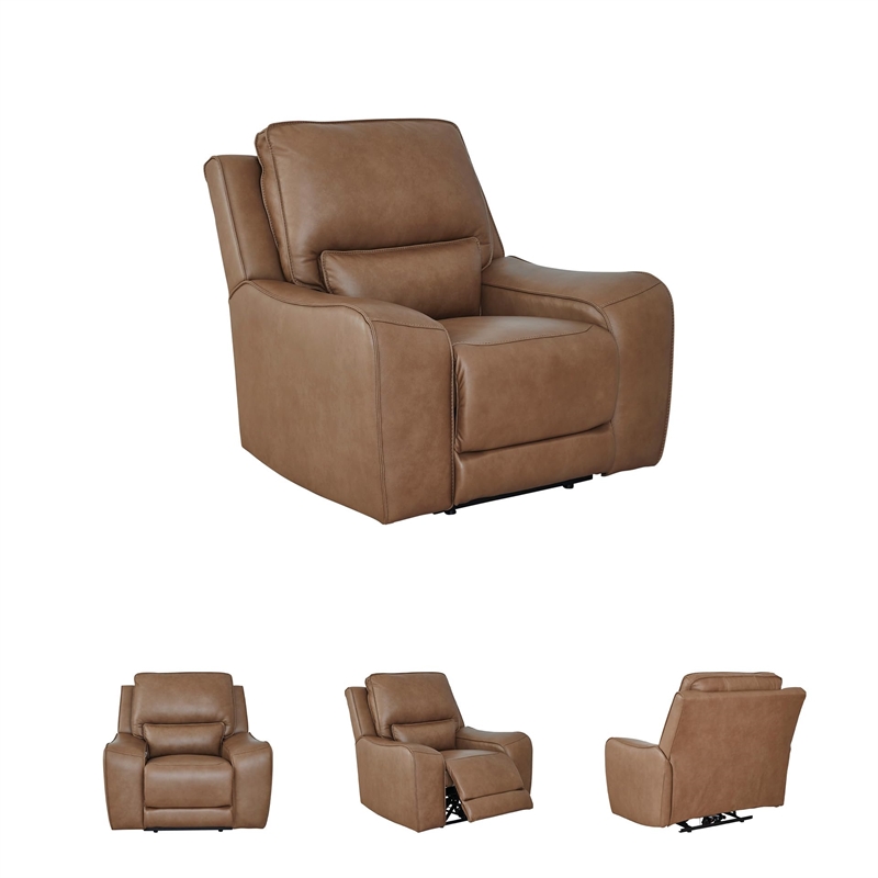 Bowery Hill Contemporary Leather Brown Finish Power Recliner
