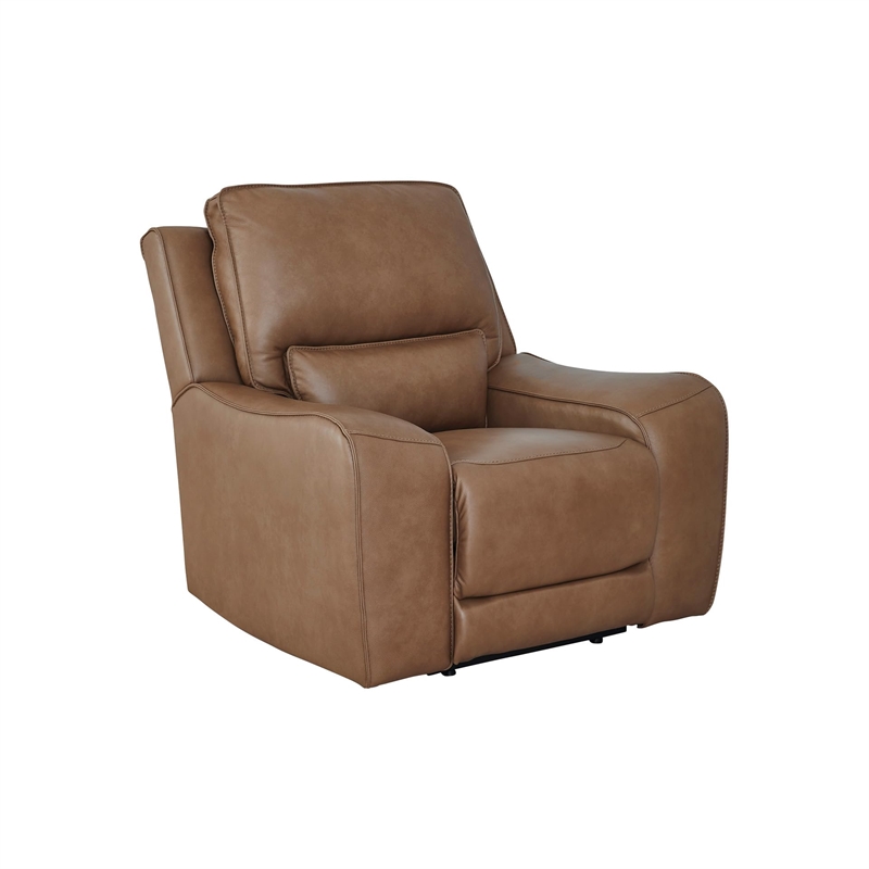 Bowery Hill Contemporary Leather Brown Finish Power Recliner