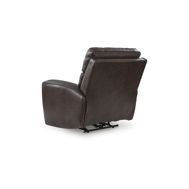 Bowery Hill Contemporary Leather Brown Finish Power Recliner