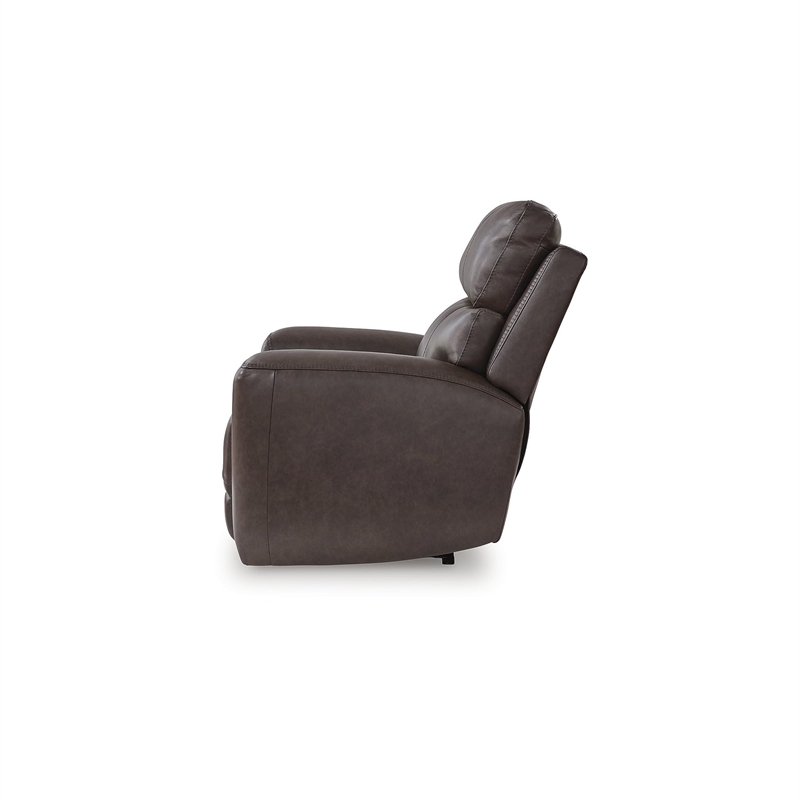 Bowery Hill Contemporary Leather Brown Finish Power Recliner