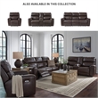 Bowery Hill Contemporary Leather Power Reclining Loveseat with Console