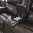 Bowery Hill Contemporary Leather Power Reclining Loveseat with Console
